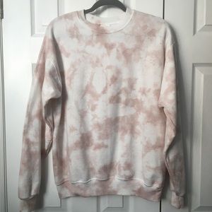 Pink Tie Dye Crew Neck Sweater